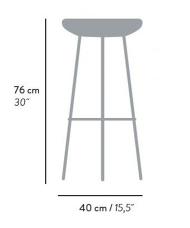 Tabouret de bar Tribo Ht 76 cm - Bois/pieds métal Objekto