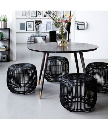 Tabouret Modern en rotin noir - House Doctor