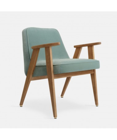 Fauteuil 366 chêne 02 - 366 CONCEPT - velours menthe