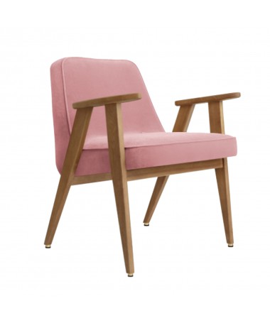 Fauteuil 366 chêne 02 - 366 CONCEPT - velours rose poudré