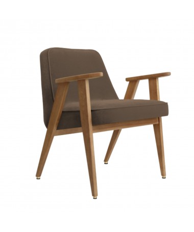 Fauteuil 366 chêne 02 - 366 CONCEPT - velours taupe