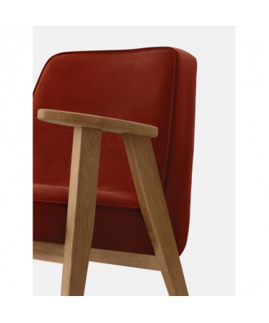 Fauteuil 366 chêne 02 - 366 CONCEPT - velours rouge brique