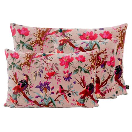 Coussin Birdy velours Rose pétale